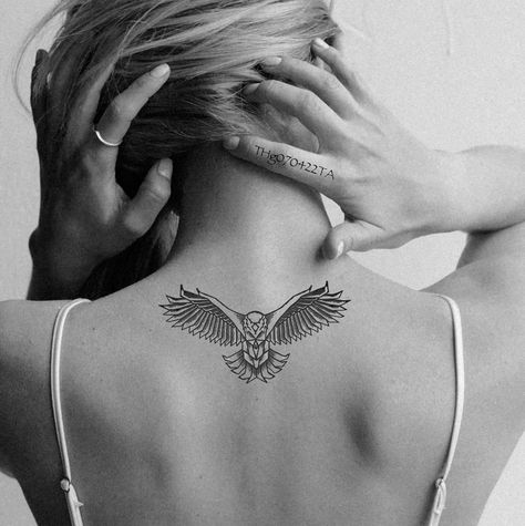 Eagle Tattoo For Women, Eagle Back Tattoo, Bird Of Prey Tattoo, Small Eagle Tattoo, Falcon Tattoo, Personalized Tattoos, Bird Tattoo Back, Cousin Tattoos, Masculine Tattoos