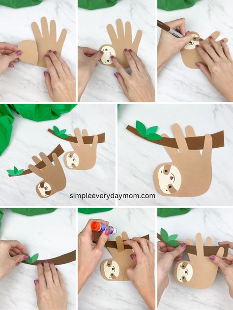 🦥 Sloth Handprint Craft ✂️ Get the... - Fun Crafts For Kids | Facebook Baby Artwork, Jungle Decor, Handprint Craft, Handprint Crafts, Handprint Art, Fun Crafts For Kids, Baby Art, Toddler Room, Hand Print