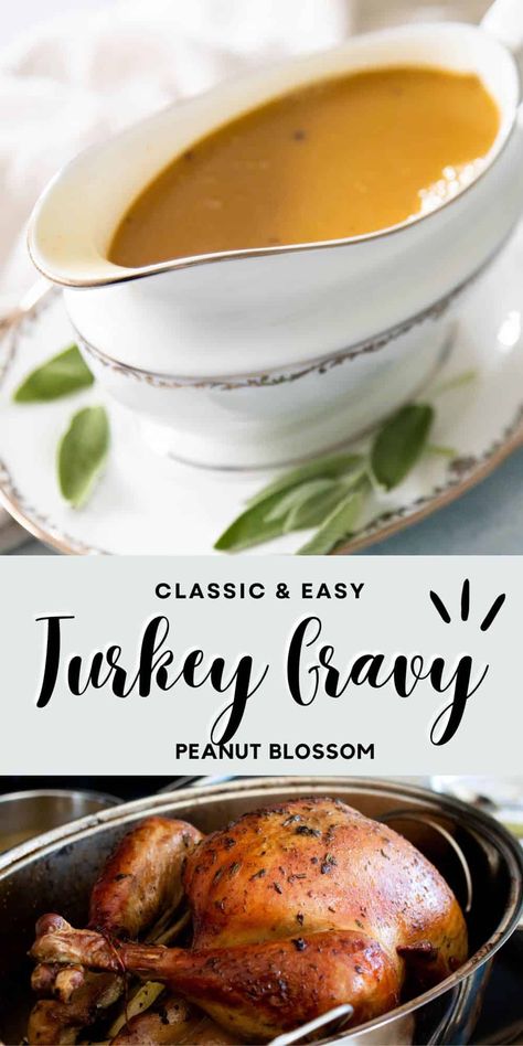 This easy homemade gravy recipe is perfect for your Thanksgiving dinner. Start with a delicious herb butter turkey recipe and then turn it into a savory gravy with simmered shallots and white wine. Perfect for beginners. Best Homemade Gravy, Herb Butter Turkey, Easy Homemade Gravy, Turkey Roasting Pan, Butter Turkey, Homemade Turkey Gravy, Homemade Gravy Recipe, Thanksgiving Gravy, Turkey Gravy Recipe