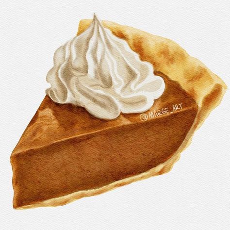 Pumpkin Pie Watercolor, Pumpkin Pie Painting, Pumpkin Pie Drawing, Pumpkin Pie Illustration, Pie Painting, Pie Illustration, Pie Drawing, Stickers Food, Fall Canvas Painting