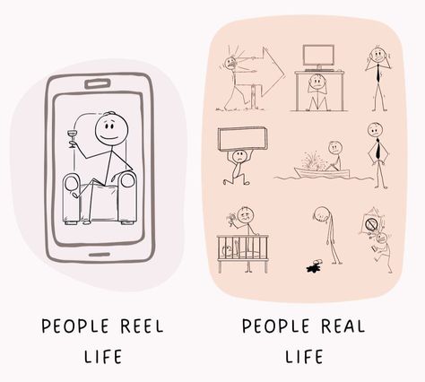 Reel vs real Self Drawing, Instagram Vs Real Life, Instagram Reel, Real Life Quotes, First Page, Real Life, Life Quotes, Presentation, Quick Saves