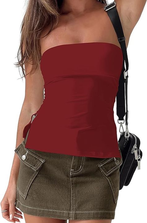 Make a bold statement with the MISSACTIVER Y2K Strapless Backless Tube Top. Its off-shoulder, side split design adds a sexy edge to your summer outfit. Time to rule the night! #Y2KFashion #TubeTop #Affiliate Mother Mother Concert, Red Tube Top, College Gameday Outfits, Gameday Outfits, College Gameday, Mood Clothes, Red Outfits, Womens Knit Tops, Concert Fit