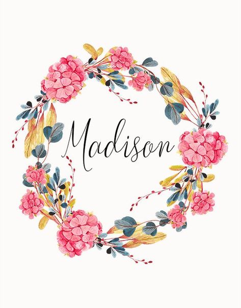 Madison Wallpaper, Madison Name, Fisher Family, Floral Monogram Letter, Unique Girl Names, Baby Girl Name, Calligraphy Signs, Epoxy Tumblers