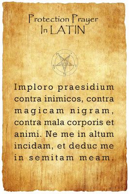 Latin Prayers For Protection, Latin Protection Spell, Latin Spells Magic, Latin Witch Spells, Latin Curses, Best Latin Quotes, Magic Spell Words, Latin Prayers, Latin Spells