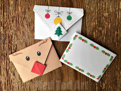 Cute Origami Envelopes - super cute and easy origami envelopes for Winter. These make great Christmas Letters, Thank You Letters, additions to Christmas gifts and tags or little notes to send just because. Love how easy these Animal Origami Envelopes are to make! Cutest Penguin, Polar Bear and Owl Designs! Includes free Christmas Printable Envelopes! Christmas Envelope Design, Christmas Envelope Art, Xmas Envelope, Envelope Decoration, Xmas Letter, Easy Origami For Kids, Christmas Angel Decorations, Christmas Envelope, Christmas Card Envelopes