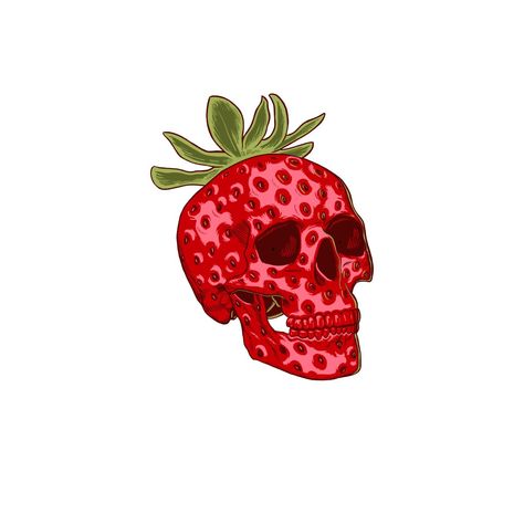 dmeichenberger fruit-skull mens t-shirt Strawberry Tattoo, Tattoo Women, Wallpaper Animes, Arte Inspo, Arte Sketchbook, A Skull, Back Tattoos, Skull Art, Tattoos With Meaning