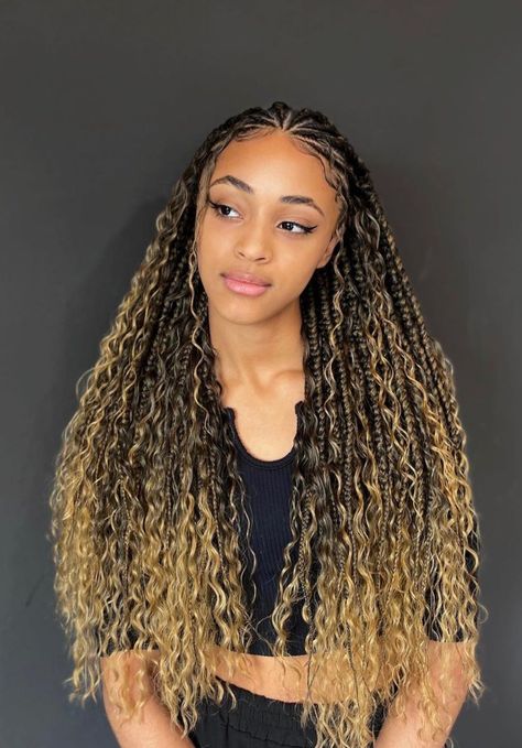 Stunning Goddess Hairstyles to Embrace Your Inner Beauty - DIGIDIA Falni Braids With Curls, Fulani And Goddess Braids, Half Fulani Braids Half Crochet, Fulani Braids With Goddess Curls, Fulani Curly Braids, Goddess Braids Fulani, Brown Fulani Braids With Curls, Braids For Prom Black Women, Goddess Fulani Braids With Curls