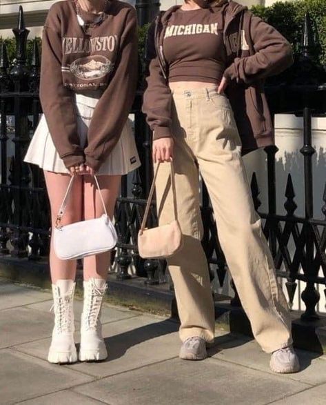 Brown Aesthetic Outfit, Yoongi Jungkook, Bff Matching Outfits, Outfit Brown, Bestie Outfits, Matching Outfits Best Friend, Aesthetic Fits, Friend Outfits, Swaggy Outfits