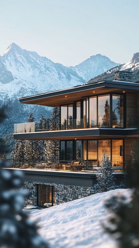 Luxurious Mountain Home with Expansive Windows Facing the Peaks Winter Mansion, Mansion Aesthetic, Mountain Vibes, Workbench Plans Diy, Cozy Homes, Montana Homes, Workbench Plans, Live In Style, Cabin Living