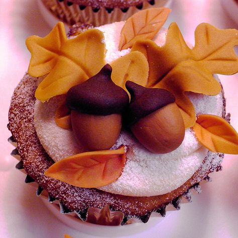 Fall Cupcakes | Crafty Girl Squared: Tuesday Ten- Fall Cupcakes! Autumn Cupcakes, Autumn Cakes, Fondant Leaves, Thanksgiving Cupcakes, Cupcake Wraps, Fall Cupcakes, Thanksgiving Cakes, Holiday Cupcakes, Beautiful Cupcakes