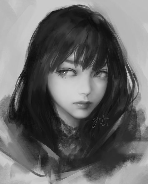 ArtStation - Grayscale Painting, Geo Siador Black And White Digital Painting, Grayscale Drawing Digital, Grayscale Digital Art, Black And White Portraits Of Women, Gray Scale Painting, Grayscale Shading, Grayscale Painting, Black And White Digital Art, Grayscale Art