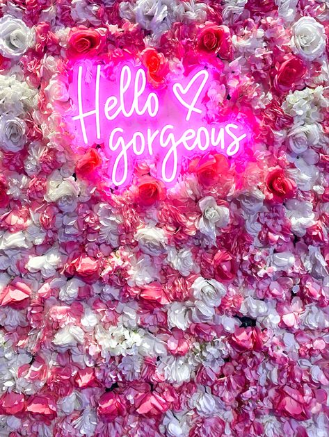 Hello Gorgeous Wallpaper, Alyssacore Aesthetic, Neon Sign Wallpaper, My Love Wallpaper, Hello Gorgeous Neon Sign, Pink Flower Wallpaper, Sign Wallpaper, Hello Wallpaper, Gorgeous Wallpaper