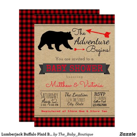 Lumberjack Buffalo Plaid Boys Bear Baby Shower Invitation Lumberjack Baby Shower Invitations, Teddy Bear Baby Shower Decorations, Plaid Baby Shower, Lumberjack Baby Shower, Lumberjack Baby, Lumberjack Plaid, Rustic Baby Shower Invitations, Boho Baby Shower Invitations, Plaid Baby