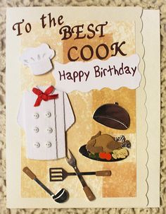 Chef Birthday Card Ideas, Chef Cards Ideas, Chef Birthday Wishes, Cooking Birthday Cards, Happy Birthday Chef Image, Happy Birthday Chef, Cheesecake Birthday, Chickadee Tattoo, Chef Card