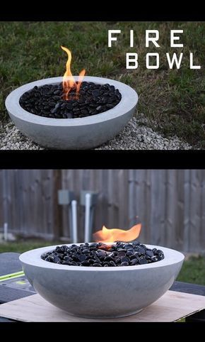 Diy Concrete Fire Pit, Tabletop Fire Bowl, Concrete Fire Pit, Outside Fire Pits, Fire Pit Materials, Concrete Patios, Fire Pit Furniture, Concrete Diy Projects, Fire Pit Bowl