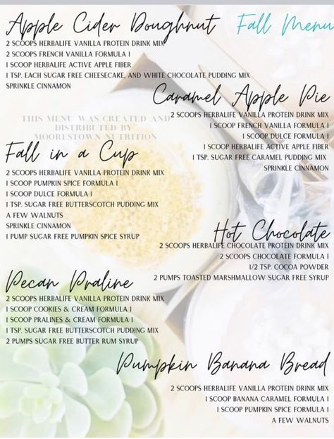 Apple Fiber Herbalife Recipes, September Herbalife Shakes, Fall Menu Herbalife, Fall Herbalife Recipes, November Herbalife Shakes, November Herbalife Tea Recipes, Fall Teas Herbalife, Herbalife Fall Recipes, Herbalife Fall Shake Recipes