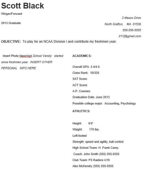 Soccer Player Profile Template High School Soccer, Profile Template, College Majors, School Team, Freshman Year, Pdf Templates, Soccer Player, Good Grades, Soccer Team