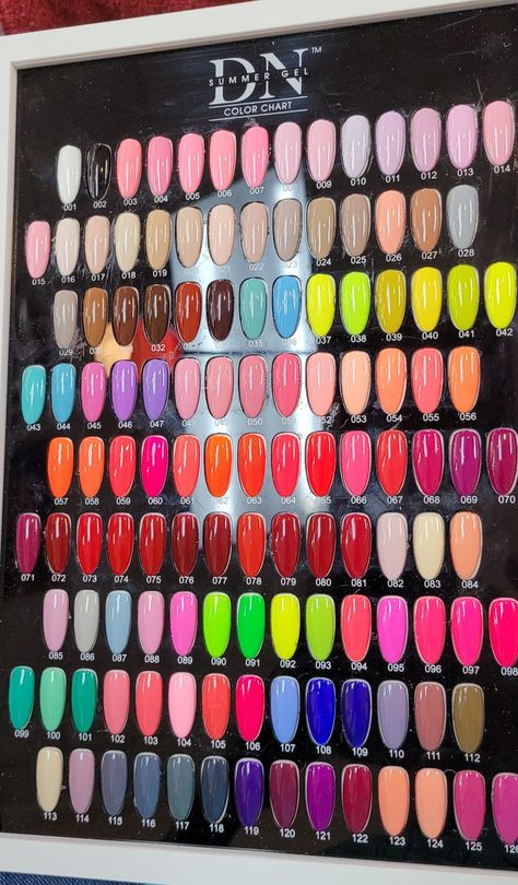 Best Colour For Nails, Colors Of Nails, Nail Pallet Color, Gel Nail Color Palette, Nail Colors For School, Rare Nail Colors, Nail Colour Palette, Nail Color Swatches Display, Nail Color Pallets