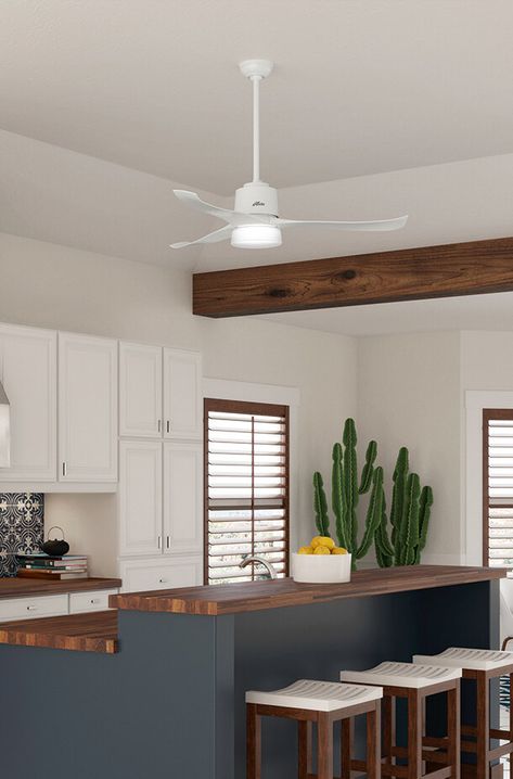 Here’s What You Need From a Kitchen Ceiling Fan - Decorology Fan In Kitchen, Kitchen Ceiling Fan, Kitchen Fan, Ceiling Fan Bedroom, Tiny House Inspiration, Kitchen Ceiling, Ceiling Fan In Kitchen, Oak Cabinets, Ceiling Fan With Remote