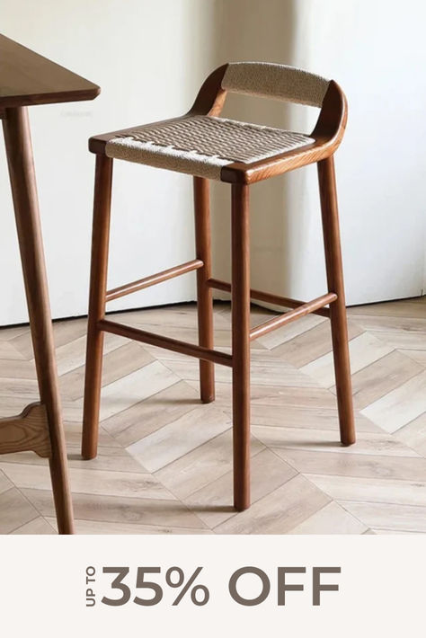 Bohemian bar stools, vases and mugs | Up to 35% off Bar Chair Design Modern, Stool Design Modern, Wooden Bar Design, Wooden Bar Chair, Kitchen Island Stool, Wooden Chair Design, Bar Stool Design, Bar Chairs Design, Woven Bar Stools