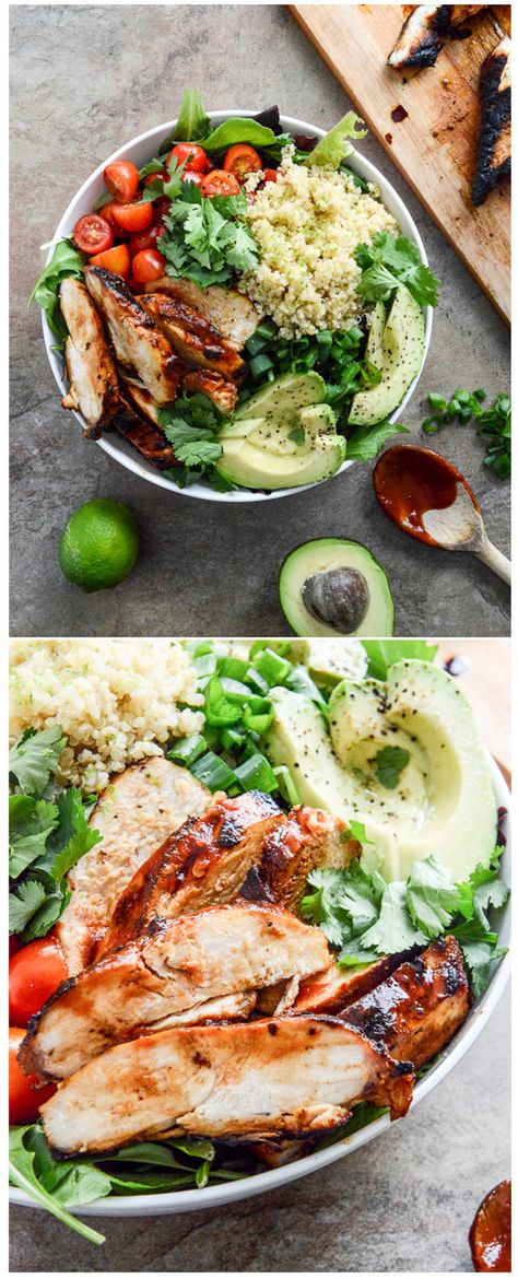 HONEY CHIPOTLE CHICKEN BOWLS - easy, delicious and served with lime quinoa! I howsweeteats.com Chipotle Chicken Bowl, Honey Chipotle Chicken, Lime Quinoa, Chicken Bowls, Honey Chipotle, Chicken Quinoa, Polar Vortex, Healthy Bowls, Chipotle Chicken