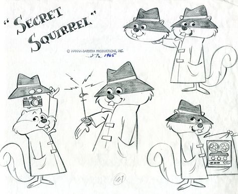 Secret Squirrel Cartoon, Hanna Barbera Model Sheet, Atom Ant, Hanna Barbera Characters, Secret Squirrel, Hanna Barbera Cartoons, Old School Cartoons, Mid Century Illustration, Vintage Cartoons