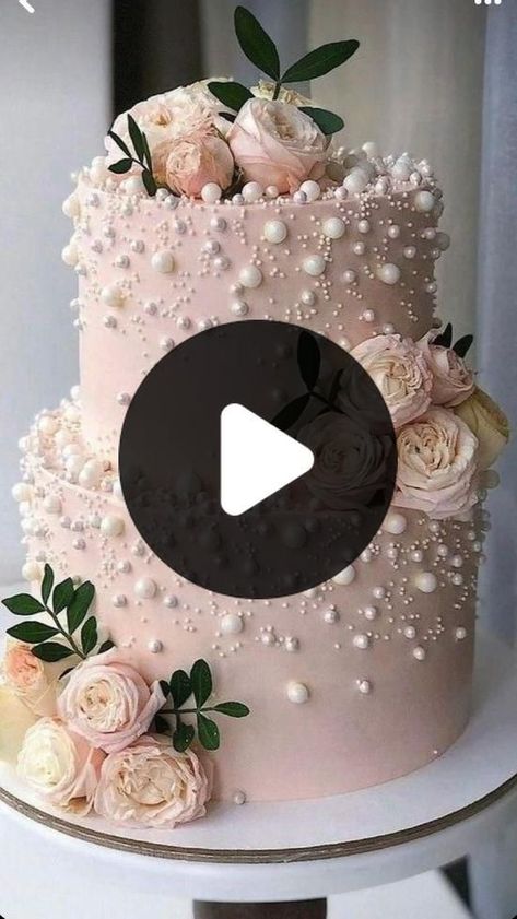 Wedding Cake Romantic, Wedding Cake Pearls, Pearl Cake, Pinterest Wedding, Pink Wedding Cake, Romantic Wedding Cake, Cake Wedding, Pink Wedding, Romantic Wedding