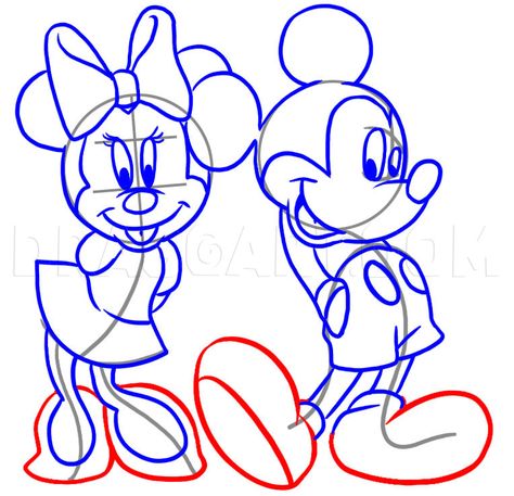 Step By Step Disney Characters, Draw Cartoon Characters, Cartoon Tutorial, Minnie Mouse Drawing, Disney Character Drawings, Cartoon Drawings Of People, Cartoon Drawings Disney, Cartoon Drawings Of Animals, Mouse Drawing