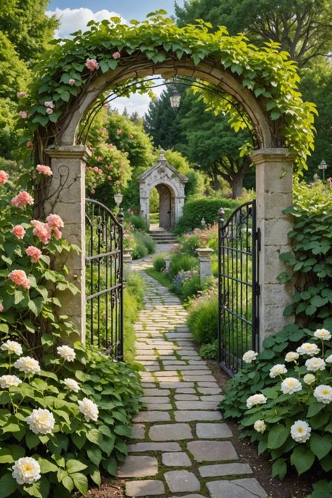 Cottage Backyard Ideas, English Garden Aesthetic, Hamptons Fence, Backyard Corner, Old English Garden, Cottage Garden Style, Cottage English, English Garden Style, Wooden Garden Gate