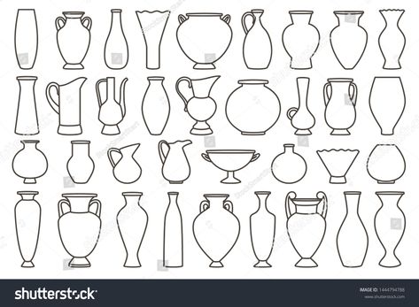 Outline vases and amphora collection, vector linear. Vase pottery, ancient pot greek illustration #Ad , #PAID, #collection#vector#linear#Outline Vase Tattoo, Ancient Greek Pottery, Arte Doodle, Vase Pottery, Greek Pottery, Greek Vases, Ancient Pottery, Vase Shapes, Tattoo Outline