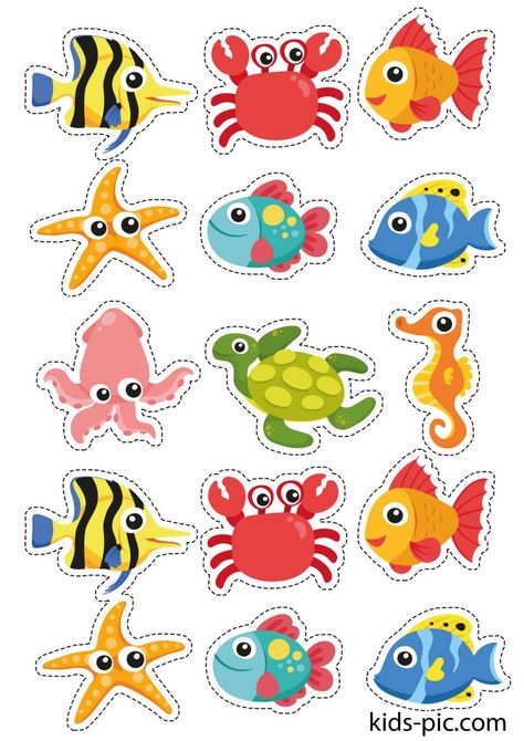 Sea Animals Crafts For Kids, Sea Activities For Preschool, Under The Sea Crafts For Kids, Under The Sea Preschool Theme, Sea Animals Craft, Fishes In The Sea, Fish For Kids, Fish Cut Outs, Cute Sea Animals