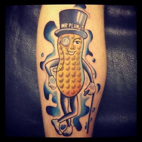 Mr Peanut Tattoo, Planters Peanut Man, Peanut Tattoo, Man Tattoos, Mr. Peanut, Mr Peanut, Planters Peanuts, Soul Tattoo, Tattoo Meaning