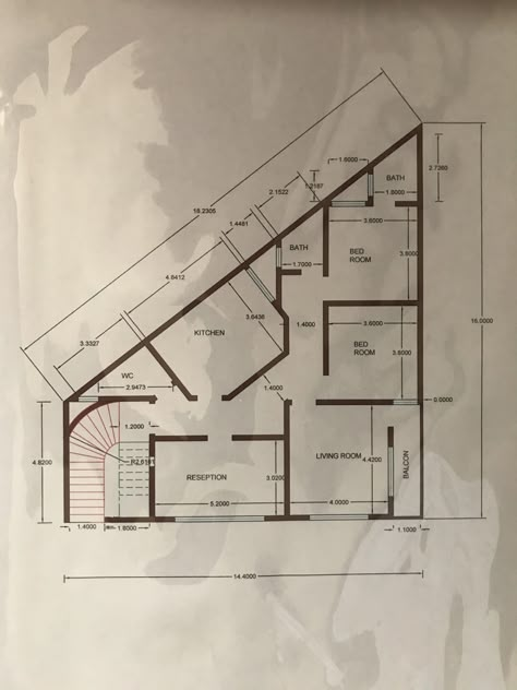 Diagonal House Plan, Triangle House Plan Layout, Triangle House Plan, Triangle Plan Architecture, Eichler House Plans, Triangular Architecture, Triangle Building, Smart House Plans, 20x40 House Plans