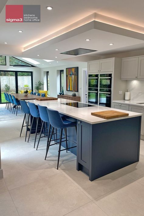 Kitchen Extension Layout, Kitchen Extension Open Plan, Kitchen Design Ideas 2023, Kitchen Diner Family Room, Kitchen Diner Lounge, Small Kitchen Diner, Small Open Plan Kitchens, Design Home Ideas, Kitchen Diner Extension