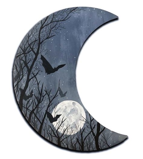 Pagan Painting Ideas, Duntrune Castle, Painted Moon, Diy Witch, Drum Design, Halloween Illustrations, Art Challenges, Witch Vibes, Craft Painting