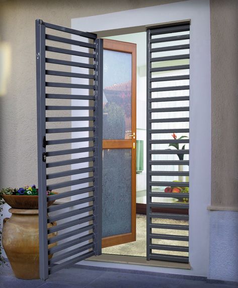 Security Door Design, Balcony Door, Home Window Grill Design, Window Grill Design Modern, Home Engineering, Grill Gate Design, Metal Doors Design, Steel Door Design, Iron Door Design