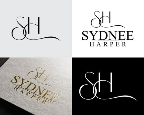 "Sydnee Harper" logo with "sh" typography logo Letter Tattoos On Hand, Hs Logo, Wedding Photography Logo, Typographic Logo Design, Alphabet Style, Youtube Banner Design, Galaxy Wallpaper Iphone, Sewing Easy Diy, H Logos