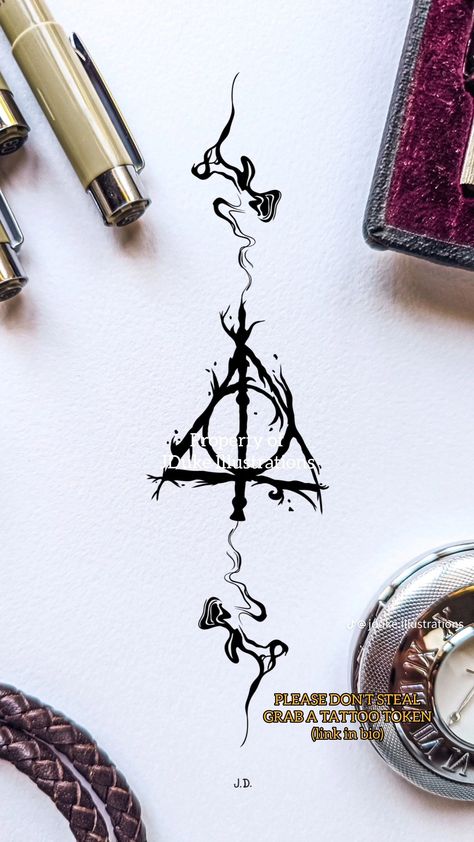 Deathly Hallows Art, Hallows Tattoo, Harry Tattoos, Lord Of The Rings Tattoo, Potter Tattoo, Harry Potter Deathly Hallows, Harry Potter Tattoos, Harry Potter Tattoo, Ring Tattoos