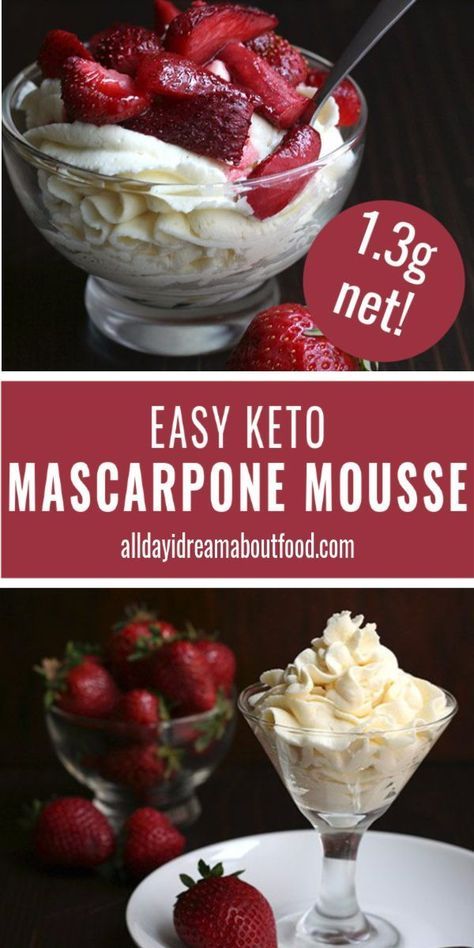 Keto Mascarpone, Keto Mousse, Mascarpone Mousse, Mascarpone Recipes, Dessert Cravings, Desserts Keto, Postre Keto, Roasted Strawberries, Low Carb Dessert