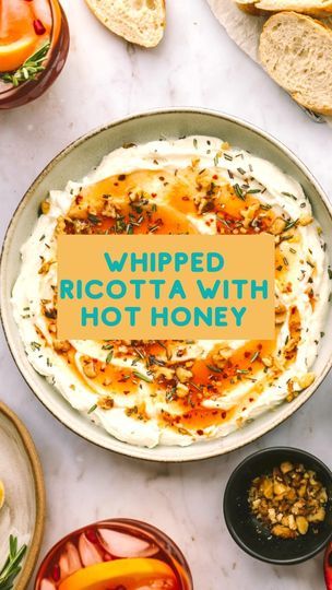 *EPISODE 4: HOLIDAY APPETIZER SERIES - WHIPPED RICOTTA WITH HOT HONEY* Make this quick WHIPPED RICOTTA WITH HOT HONEY for a savoury & sweet holiday appetizer. Topped with fresh rosemary and crunchy walnuts, it’s an absolute divine bite all your guests will enjoy. SAVE this for all of your holiday gatherings! Here’s the recipe: INGREDIENTS: 2 cups (475g) ricotta juice and zest from half a lemon 1/4 tsp salt pinch of pepper 1 tbsp olive oil 1/4 cup liquid honey 1 tsp hot sauce 1/2 tsp chili flakes 1 tsp minced rosemary 1/4 cup chopped walnuts INSTRUCTIONS: 1. In a food processor add the ricotta, lemon juice, lemon zest, salt, pepper and olive oil. Pulse on high speed until smooth and creamy. Spread the whipped ricotta in a shallow bowl and set aside. 2. Mix together the liquid hon Jessica Cook, Ricotta Dip, Baked Ricotta, Whipped Ricotta, Honey Balsamic, Holiday Appetizer, Hot Honey, Cheese Bites, Shallow Bowl