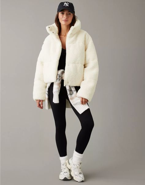 AE Sherpa Puffer Jacket Sherpa Jacket Outfit, Puffer Jacket Outfit, Jacket Outfit, Women's Jackets, Sherpa Jacket, Plaid Jacket, Denim Jackets, Mens Outfitters, Jacket Outfits