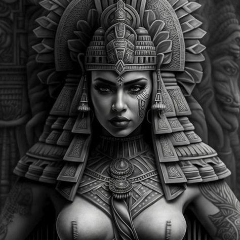 Female Mayan Warrior Tattoo, Women Aztec Tattoo, Aztec Princess Art, Aztec Warrior Holding Woman, Female Aztec Warrior Tattoo, Aztec Worrier Tattoo, Mexican Goddess Tattoo, Tattoo Ideas Mexican Culture, Aztec Women Tattoo