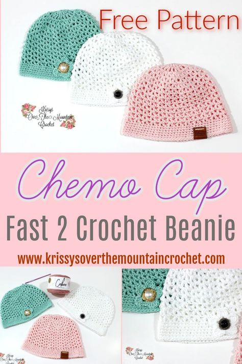 Mesh Chemo Cap | Free Crochet Pattern - Krissys Over The Mountain Crochet Crochet Hats For Chemo Patients, Crochet Chemo Blanket, Skull Cap Crochet Pattern Free, Cotton Chemo Caps Pattern, Chemo Cap Crochet Pattern Free, Chemo Crochet Hats, Crochet Chemo Beanie Pattern Free, Cotton Crochet Hats Free Pattern, Crocheted Chemo Hats Free Pattern