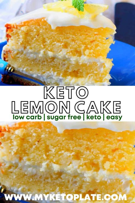 Fluffy Cake Recipe, Keto Lemon Cake, Sugar Free Lemon Cake, Coconut Flour Cakes, Almond Flour Cakes, Lemon Cream Cheese Frosting, Fluffy Cake, Keto Chocolate Cake, Lemon Cream Cheese