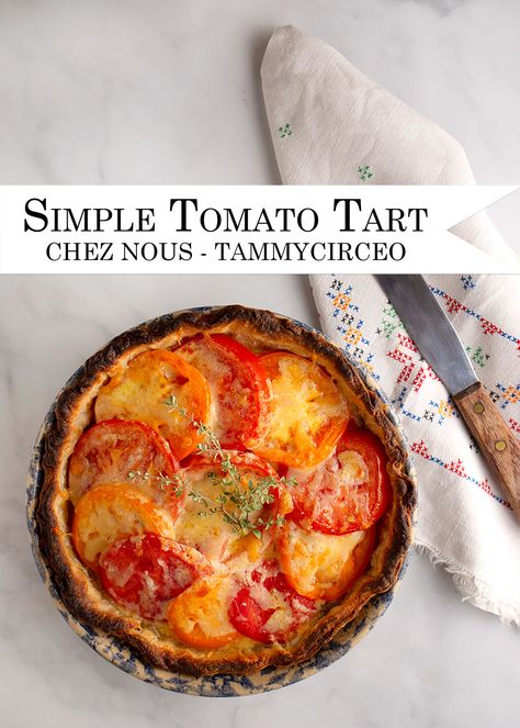 The French have a beautiful solution for dealing with loads of summer tomatoes and that is to make a tart. Of course it is! The French are excellent at tarts. So a Simple Tomato Tart it is. French Women Dont Get Fat Recipes, Salty Tart, French Tart, Tart Dough, Tomato Tart, Summer Tomato, Savory Tart, Custard Filling, Summer Lunch