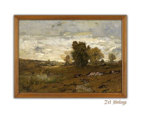 Frame Landscape, Fall Landscape Painting, Filigree Frame, Dark Landscape, Fall Landscape, Antique Oil Painting, Autumn Painting, Vintage Landscape, Vintage Oil Painting