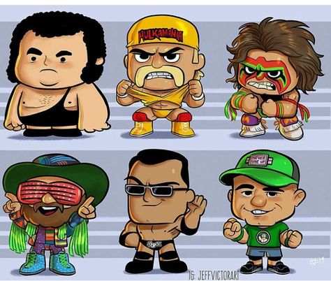 Wrestling superstars Character Evolution, Star Wars Cartoon, Randy Savage, Macho Man Randy Savage, Andre The Giant, Chibi Style, Ultimate Warrior, Wrestling Superstars, Hulk Hogan