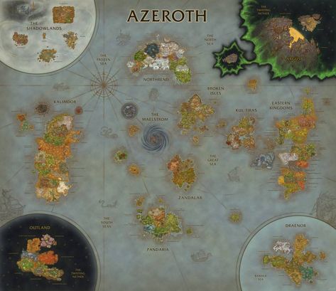 WoW Map Composition (Shadowlands Update) by Sub-Thermal World Of Warcraft Map, Warcraft Map, Full World Map, Warcraft Iii, For The Horde, Fantasy World Map, Warcraft Art, Fantasy Maps, Heroes Of The Storm