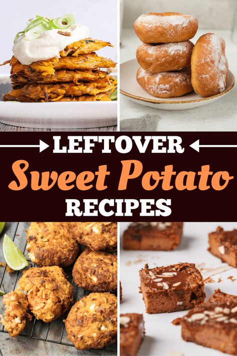 From potato cakes to waffles to hash, these leftover sweet potato recipes put your extra potatoes to good use. You can have sweet potatoes for breakfast, lunch, and dinner! Leftover Sweet Potato Recipes, Extra Potatoes, Sweet Potatoes For Breakfast, Potatoe Ideas, Leftover Sweet Potato, Canned Sweet Potato Recipes, Potatoes For Breakfast, Sweet Potato Appetizers, Sweet Potato Pie Filling