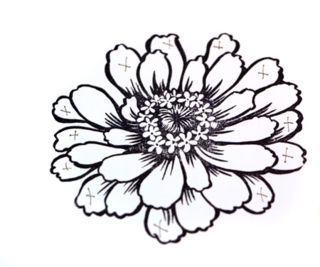 Layered Zinnia by Julia Stainton - the CLASSroom Zenia Flower Tattoo, How To Draw Zinnia Flowers, Zinnia Drawing Simple, Zinnia Illustration, Zinnia Drawing, Zinnia Flowers Drawing, Zenia Flower, Zinnia Flowers Tattoo, Zinnia Tattoo